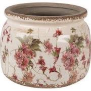 Clayre & Eef Bloempot Ø 20x15 cm Beige Roze Keramiek Bloemen