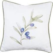 Clayre & Eef Kussenhoes 40x40 cm Wit Katoen Olijven
