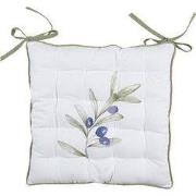 Clayre & Eef Stoelkussen Foam 40x40x4 cm Wit Katoen Olijven