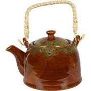 Clayre & Eef Theepot met Filter 750 ml Bruin Groen Keramiek