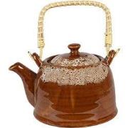 Clayre & Eef Theepot met Filter 750 ml Bruin Wit Keramiek