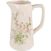 Clayre & Eef Decoratie Kan 15x10x19 cm Roze Beige Keramiek Bloemen