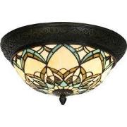 Lumilamp Plafondlamp Tiffany Ø 37x19 cm Beige Blauw Glas