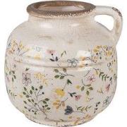 Clayre & Eef Decoratie Kan Ø 17x16 cm Beige Geel Keramiek Bloemen