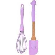 Clayre & Eef Keukengerei set van 2 Vogel 28x5 / 26x6 cm Paars Kunststo...