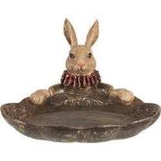 Clayre & Eef Decoratie schaal Konijn 21x21x15 cm Bruin Kunststof