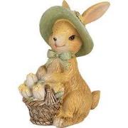 Clayre & Eef Beeld Konijn 11 cm Bruin Groen Polyresin