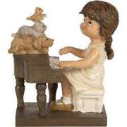 Clayre & Eef Beeld Meisje 10 cm Bruin Polyresin