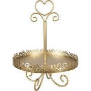 Clayre & Eef Etagère Ø 30x40 cm Goudkleurig Metaal Hart