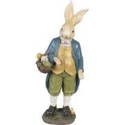 Clayre & Eef Beeld Konijn 38 cm Bruin Blauw Polyresin