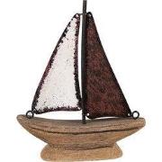 Clayre & Eef Decoratie Model Boot 13 cm Bruin Rood Hout