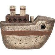 Clayre & Eef Decoratie Model Boot 12 cm Beige Bruin Hout