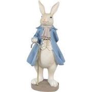 Clayre & Eef Beeld Konijn 12x9x26 cm Beige Blauw Polyresin