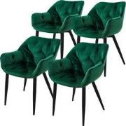 Eetkamerstoel set van 4 Grote ruitvormige quilting met rugleuning en a...