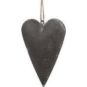 Clayre & Eef Decoratie Hanger Hart 8 cm Grijs Metaal