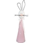 Clayre & Eef Decoratie Beeld Konijn 60 cm Wit Roze Metaal