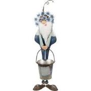 Clayre & Eef Decoratie Beeld Kabouter 67 cm Blauw Wit Metaal