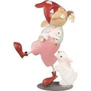 Clayre & Eef Decoratie Beeld Kabouter 55 cm Roze Metaal