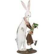 Clayre & Eef Decoratie Beeld Konijn 57 cm Wit Metaal