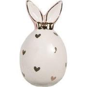 Clayre & Eef Decoratie Ei Ø 5x9 cm Wit Keramiek Hartjes