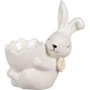 Clayre & Eef Eierdopje Konijn 11 cm Wit Keramiek