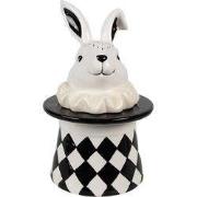 Clayre & Eef Voorraadpot Konijn 20 cm Wit Zwart Keramiek
