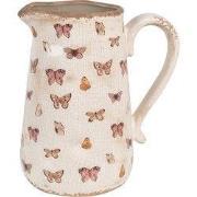 Clayre & Eef Decoratie Kan 21x15x23 cm Beige Roze Keramiek Vlinders