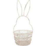 Clayre & Eef Opbergmand Konijn Ø 12x27 cm Wit Metaal
