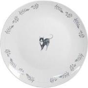 Clayre & Eef Ontbijtbord Ø 20 cm Wit Keramiek Katten