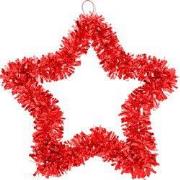 Clayre & Eef Kerstdecoratie Ster 45x2x45 cm Rood Kunststof