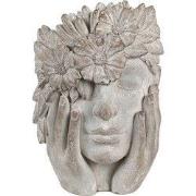 Clayre & Eef Bloempot Binnen Vrouw 27x22x31 cm Grijs Steen