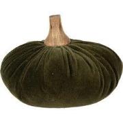 Clayre & Eef Decoratie Pompoen Ø 15x12 cm Groen Polyester