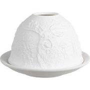 Clayre & Eef Waxinelichthouder Ø 12x8 cm Wit Porselein Hert