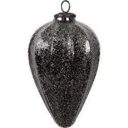 Clayre & Eef Kerstbal Ø 14x19 cm Zwart Glas