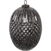 Clayre & Eef Kerstbal Ø 17x25 cm Zwart Glas