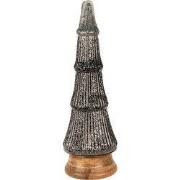 Clayre & Eef Kerstdecoratie Kerstboom Ø 15x44 cm Zilverkleurig Zwart G...