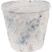 Clayre & Eef Bloempot Ø 12x11 cm Wit Blauw Terracotta