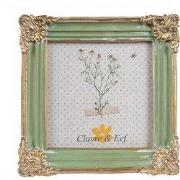 Clayre & Eef Fotolijst 10x10 cm Groen Polyresin