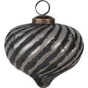 Clayre & Eef Kerstbal Ø 10x9 cm Zwart Grijs Glas
