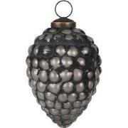 Clayre & Eef Kerstbal Ø 8x11 cm Zwart Grijs Glas