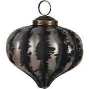 Clayre & Eef Kerstbal Ø 8x8 cm Zwart Grijs Glas