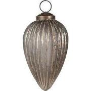 Clayre & Eef Kerstbal Ø 7x11 cm Grijs Goudkleurig Glas