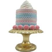 Clayre & Eef Decoratie Beeld Taart Ø 15x 22 cm Roze Goudkleurig Polyre...