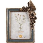 Clayre & Eef Fotolijst 13x18 cm Groen Goudkleurig Polyresin Bloemen