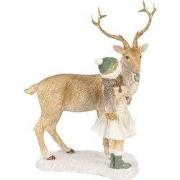 Clayre & Eef Kerstdecoratie Beeld Meisje 17x12x22 Bruin Polyresin