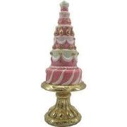 Clayre & Eef Decoratie Beeld Taart Ø 8x 21 cm Roze Polyresin