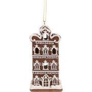 Clayre & Eef Kersthanger met LED Gingerbread house 7x6x12 cm Bruin Pol...