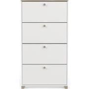 Schoenenkast 4 kleppen decor eiken kronberg en wit - L80,8 cm