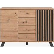 Buffet 2 deuren en 4 laden eikenhouten decor L118 cm - LUBLIN