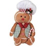 Clayre & Eef Kerstdecoratie Gingerbread man 19x14x35 cm Bruin Syntheti...